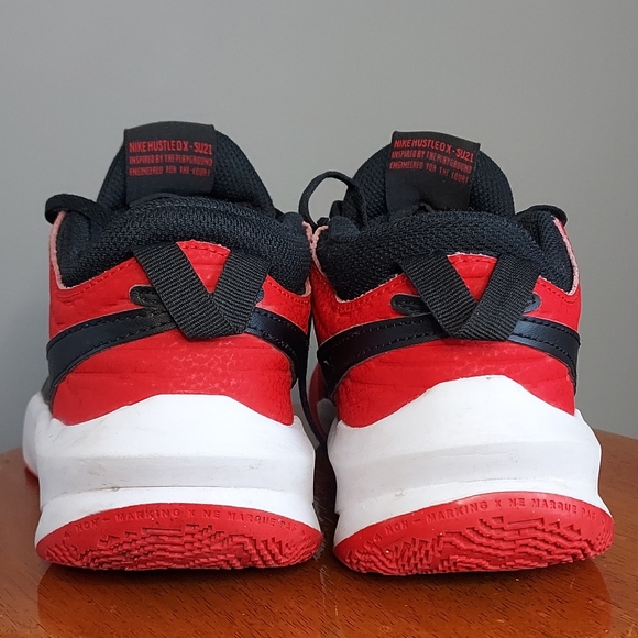 Nike, tennis shoes, bright red w/ black swoosh, youth size 5.5 - Picture 3 of 9